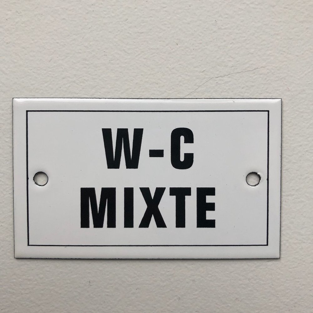 Unisex Bathroom = W-C MIXTE French Enamel Plaque